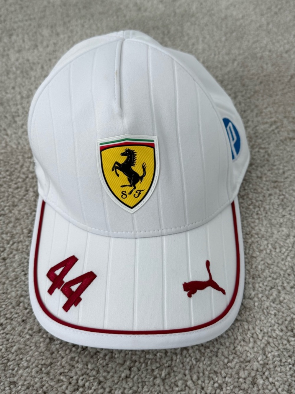 Puma Ferrari White Cap with Red Accents and Ferrari Shield